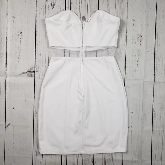 Teeze Me Solid White Strapless Bodycon Split Mini Dress Junior's Size 3 - Picture 8 of 9